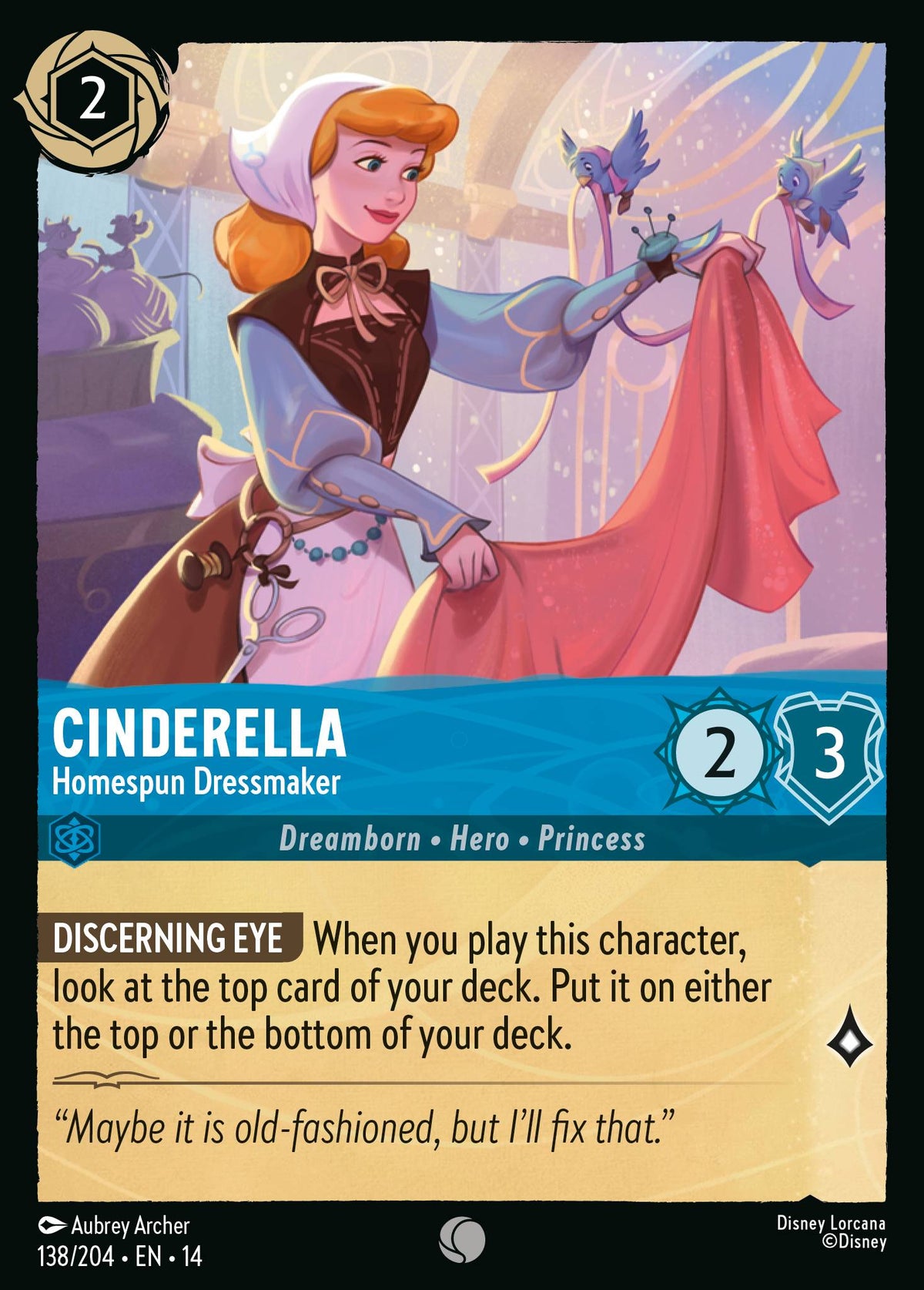 Cinderella - Homespun Dressmaker - Common Lorcana Card