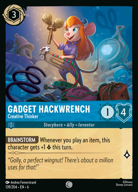 Gadget Hackwrench - Creative Thinker - Common Lorcana Card