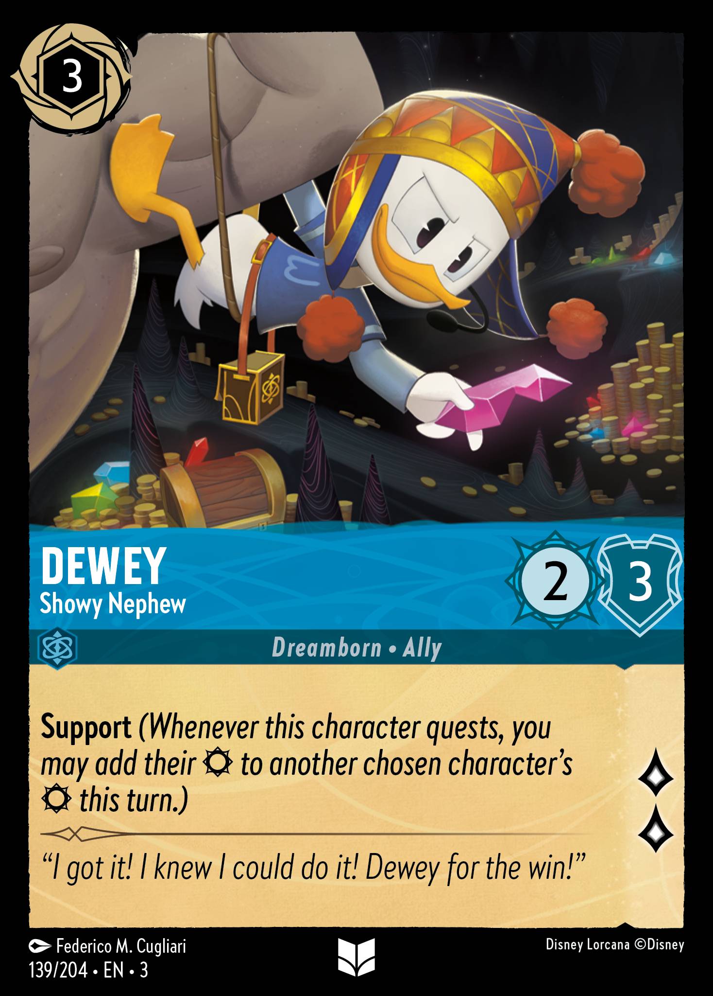 Dewey - Showy Nephew - Uncommon Lorcana Card