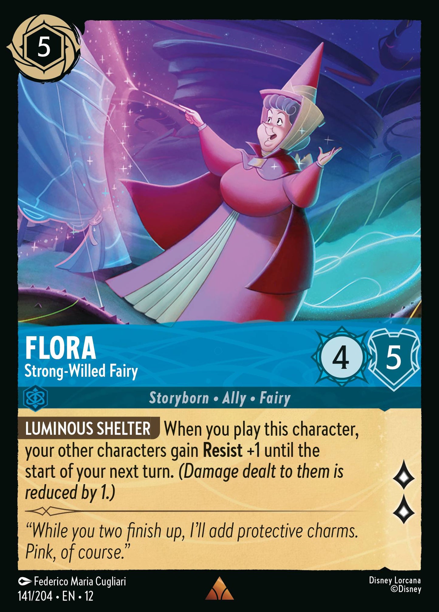Flora - Strong-Willed Fairy - Rare Lorcana Card