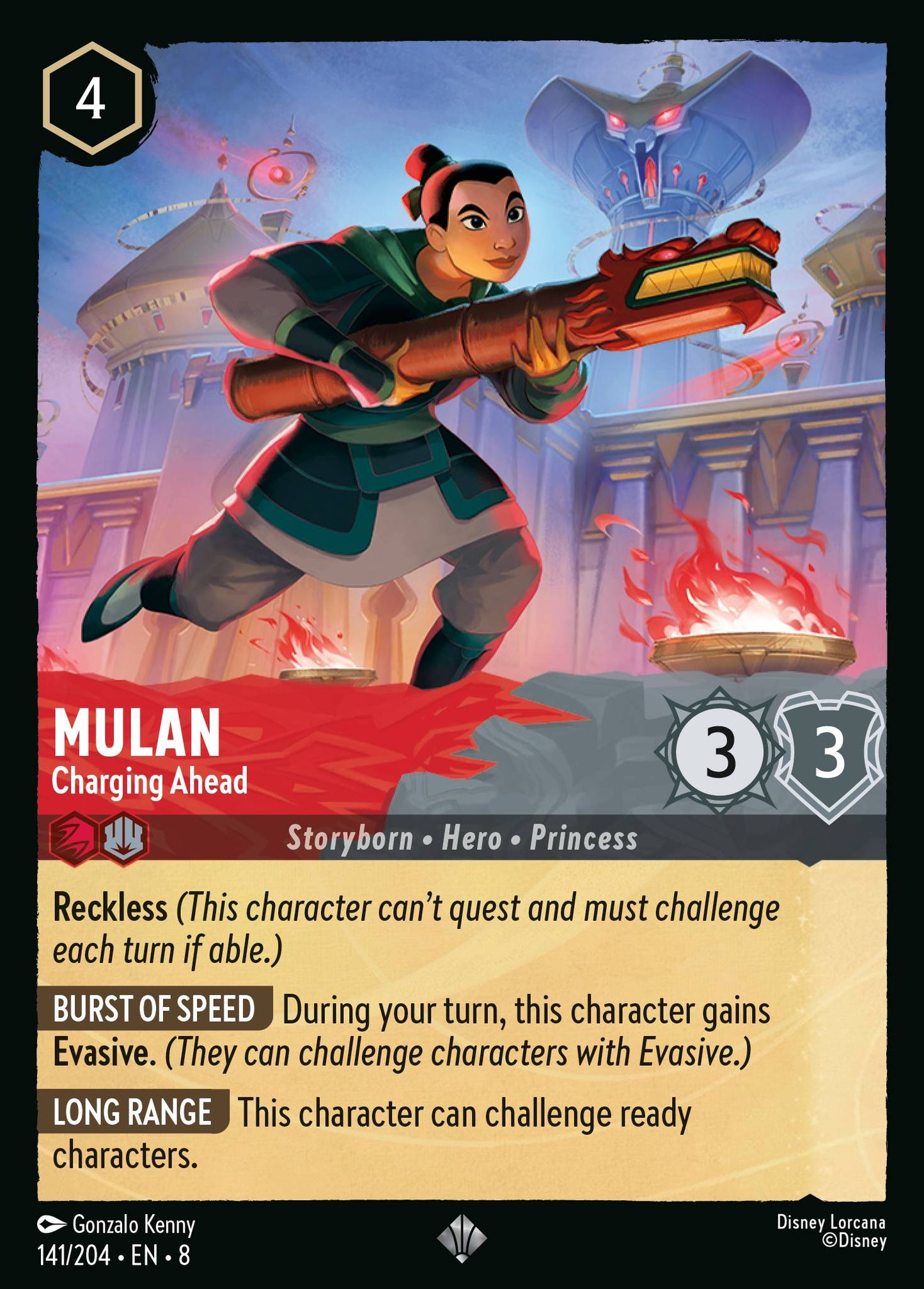 Mulan - Charging Ahead - Super Rare Lorcana Card