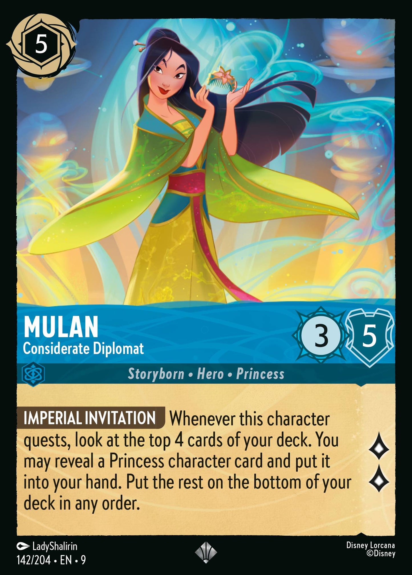 Mulan - Considerate Diplomat - Super Rare Lorcana Card