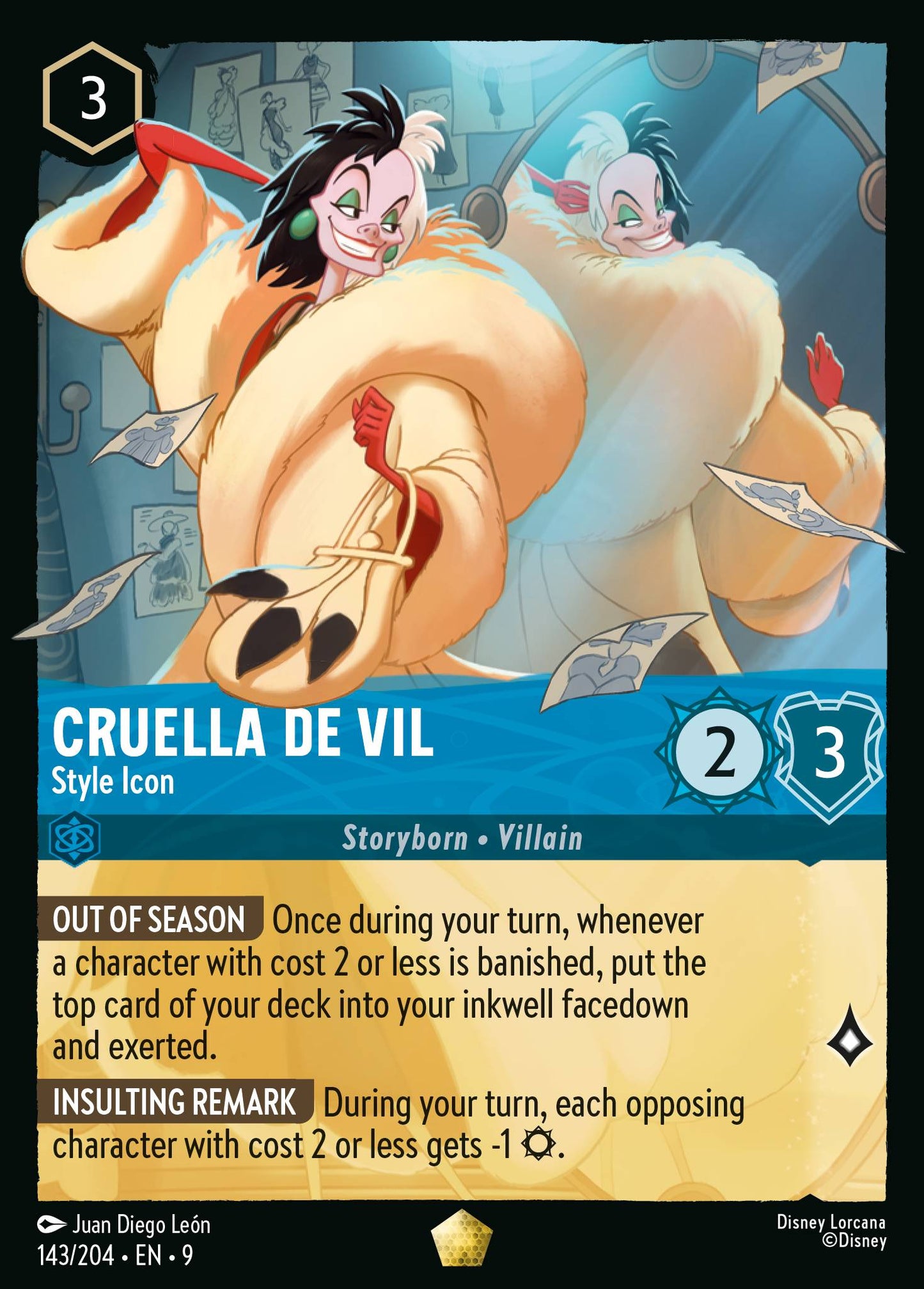 Cruella De Vil - Style Icon - Legendary Lorcana Card