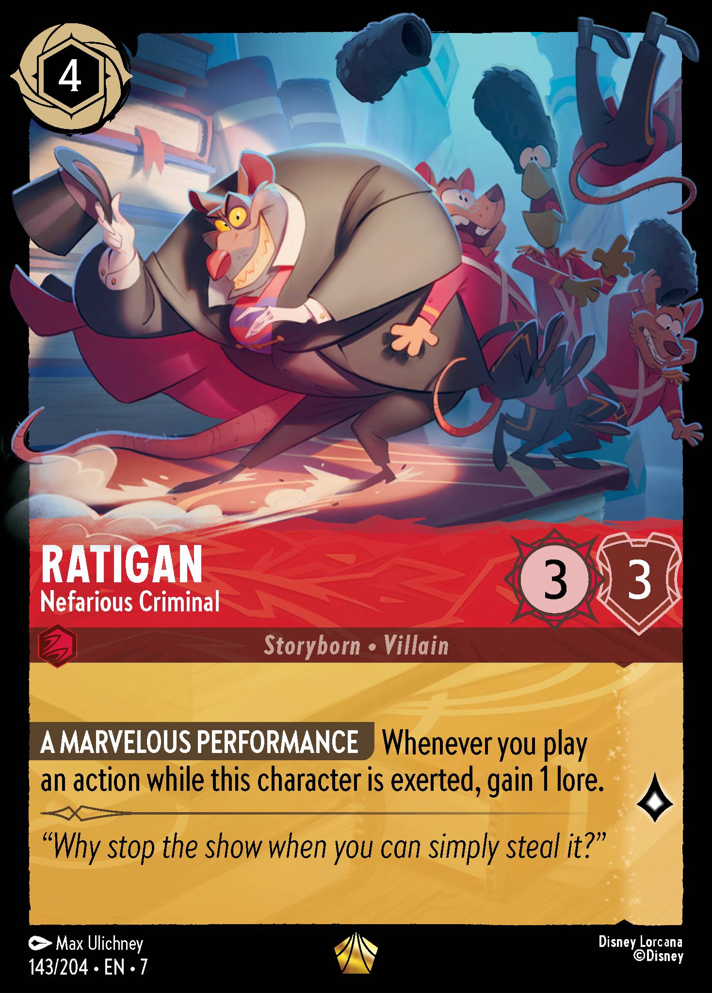 Ratigan - Nefarious Criminal - Legendary Lorcana Card