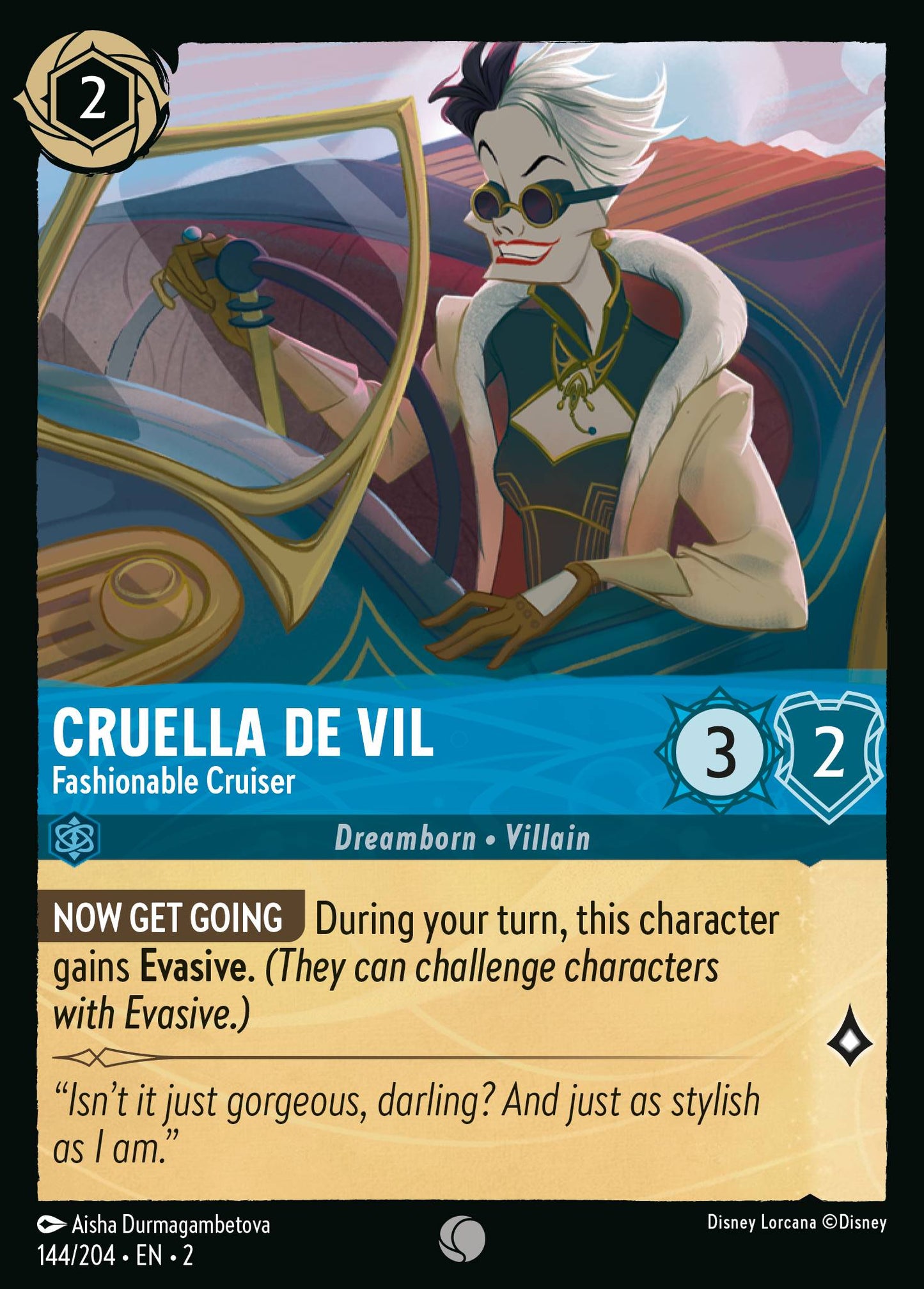 Cruella De Vil - Fashionable Cruiser - Common Lorcana Card
