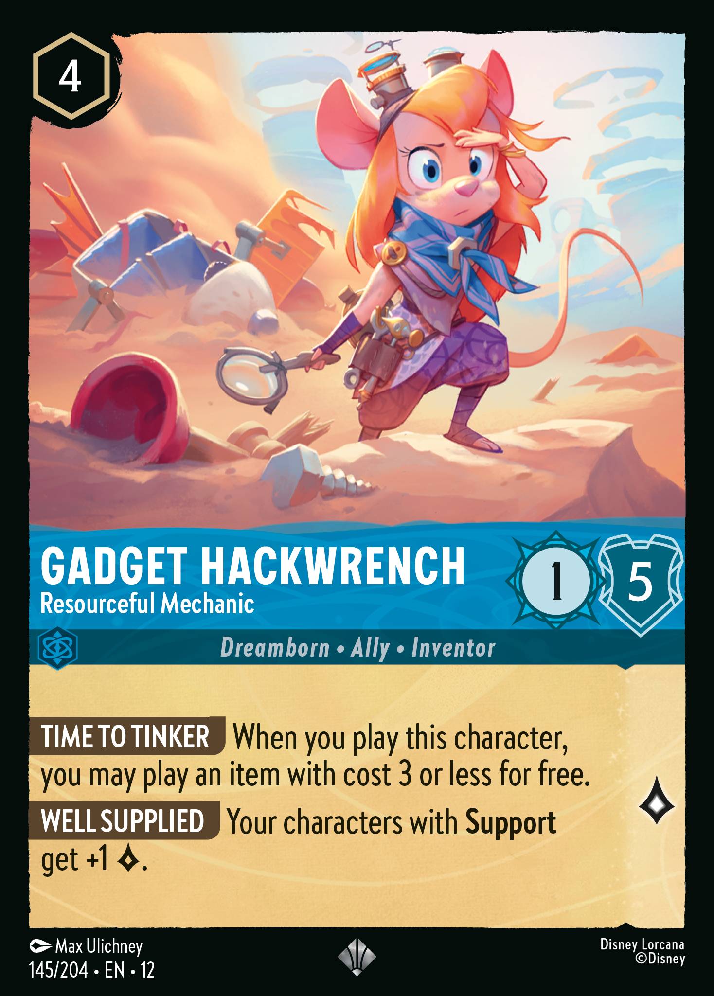 Gadget Hackwrench - Resourceful Mechanic - Super Rare Lorcana Card