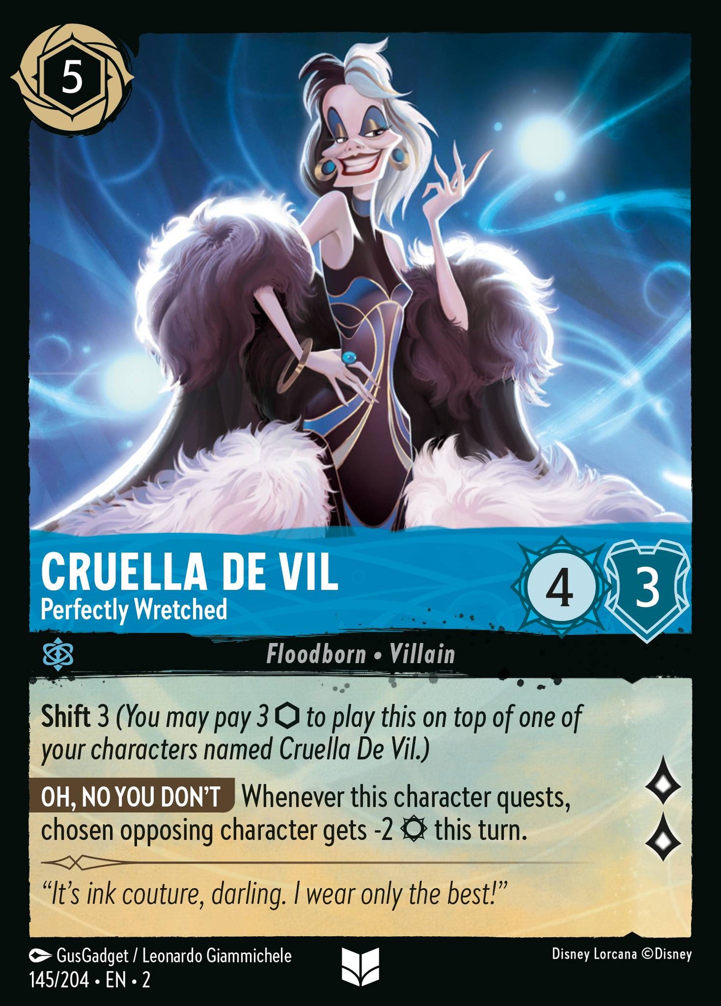 Cruella De Vil - Perfectly Wretched - Uncommon Lorcana Card