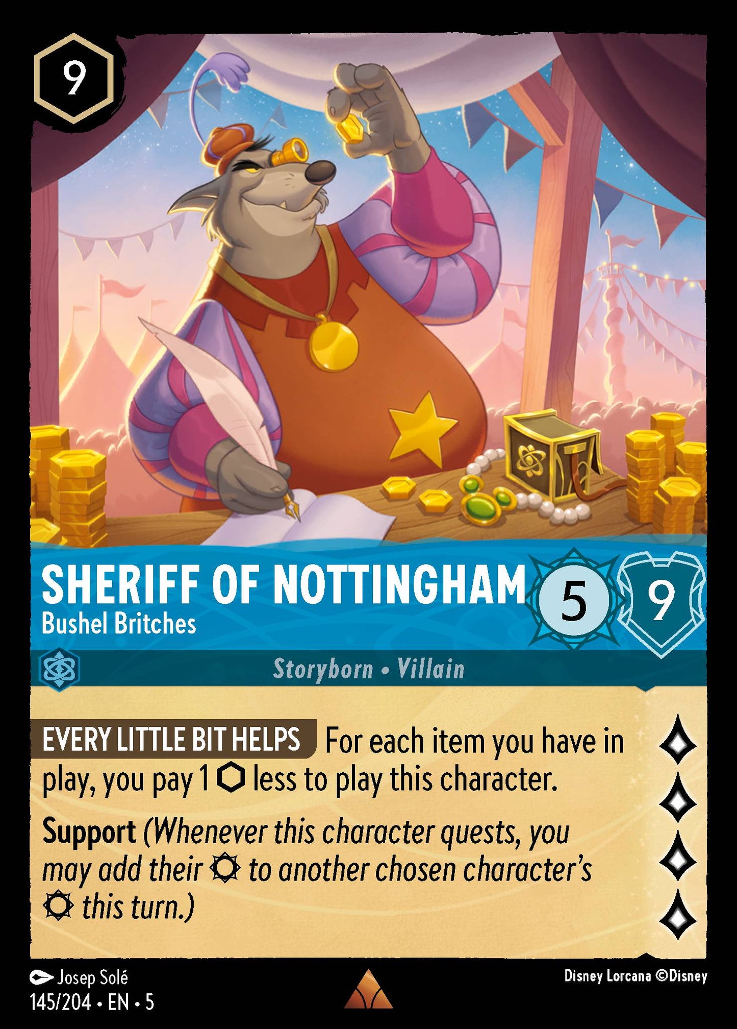 Sheriff of Nottingham - Bushel Britches - Rare Lorcana Card