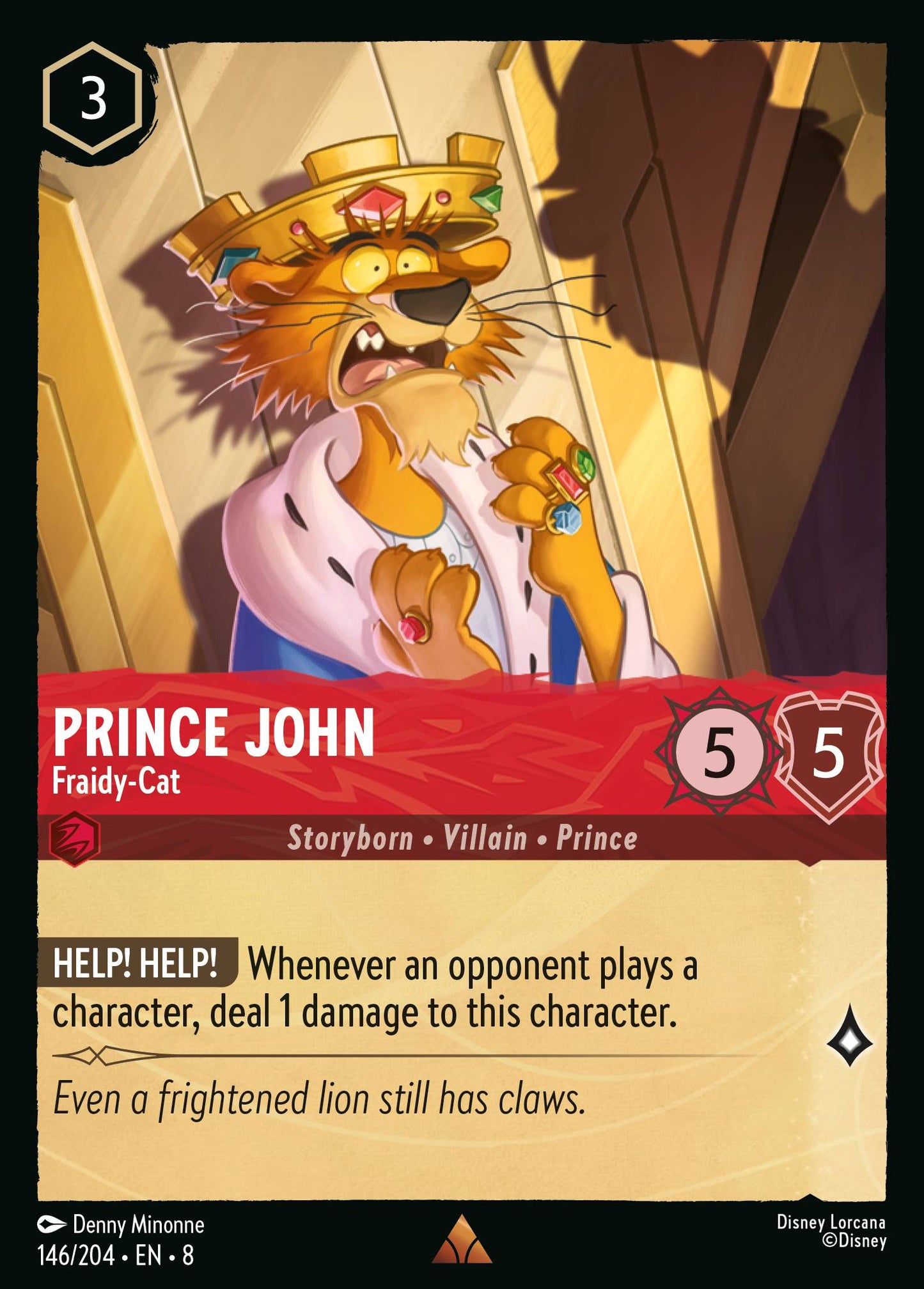 Prince John - Fraidy-Cat - Rare Lorcana Card