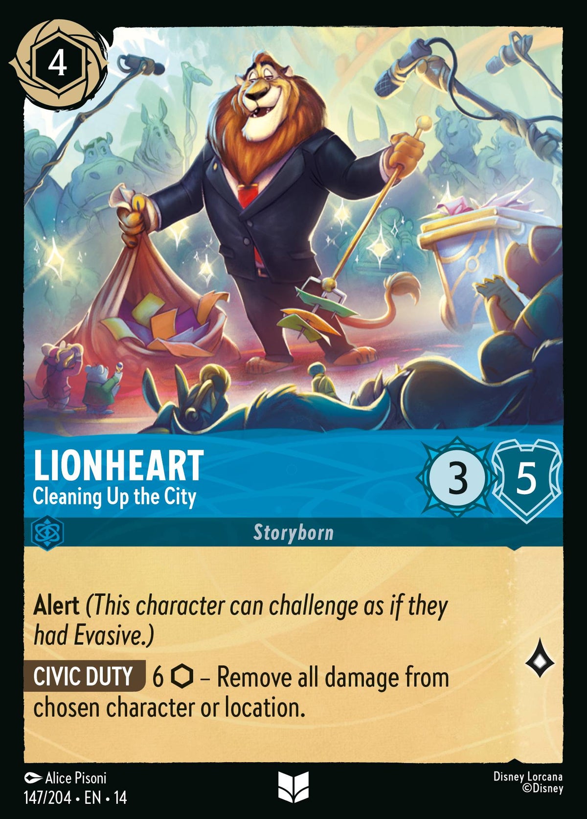 Lionheart - Cleaning Up the City - Uncommon Lorcana Card