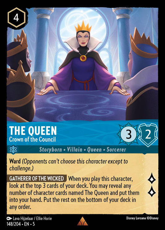 The Queen - Crown of the Council - Rare Lorcana Card