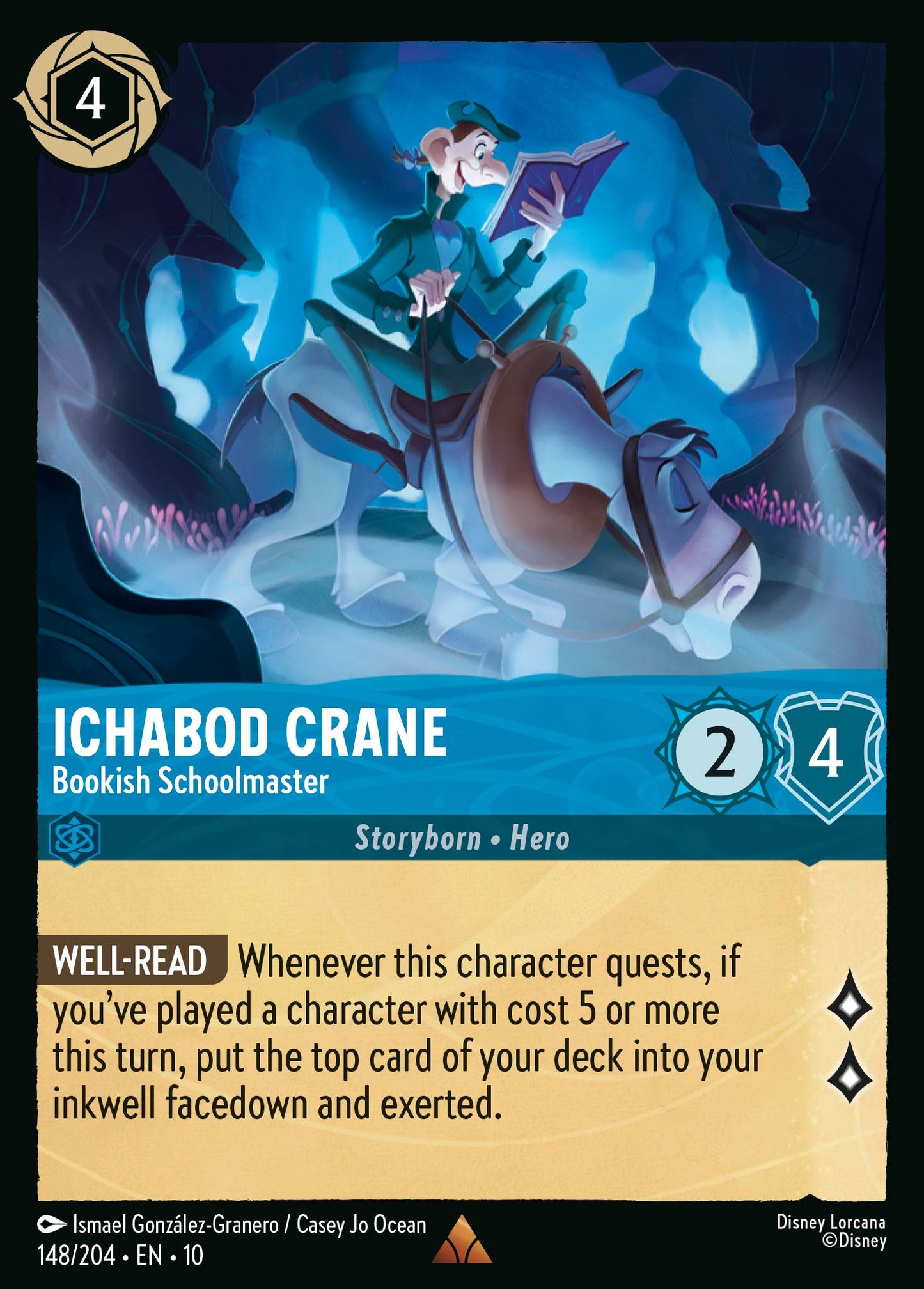 Ichabod Crane - Bookish Schoolmaster - Rare Lorcana Card