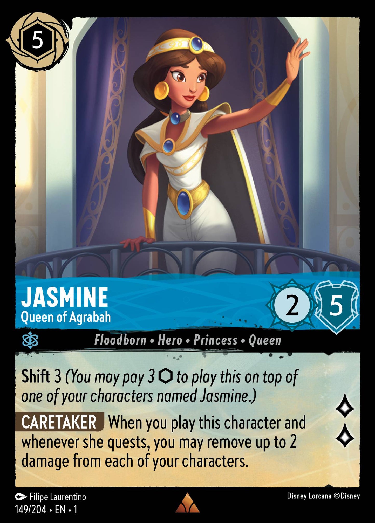 Jasmine - Queen of Agrabah - Rare Lorcana Card