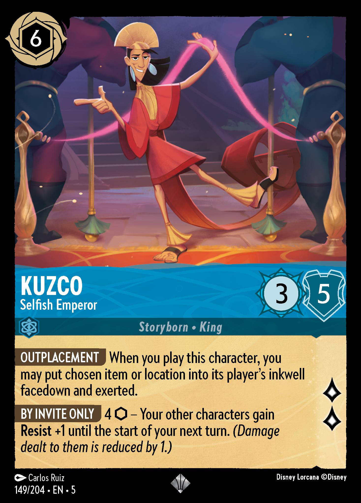 Kuzco - Selfish Emperor - Super Rare Lorcana Card