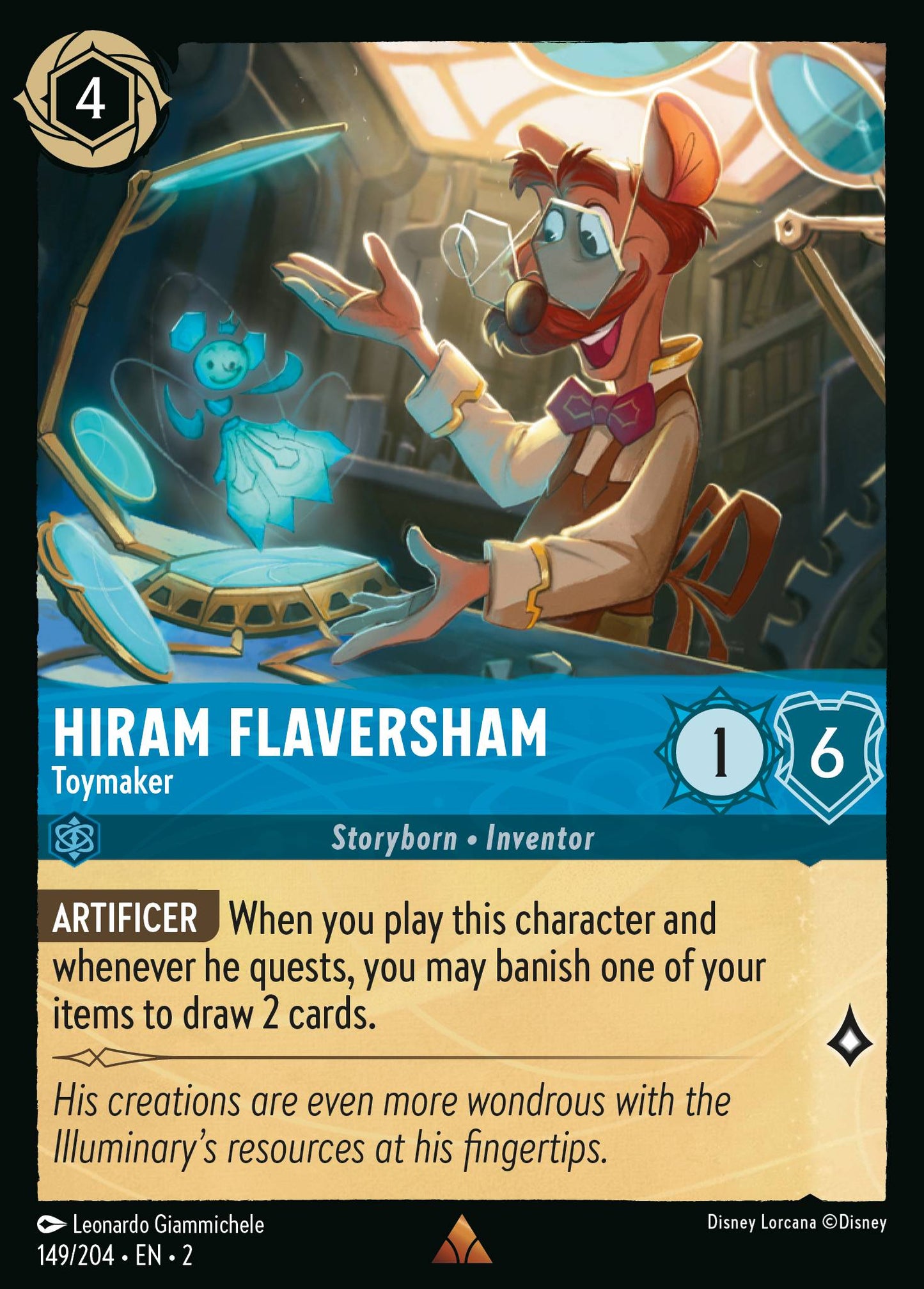 Hiram Flaversham - Toymaker - Rare Lorcana Card