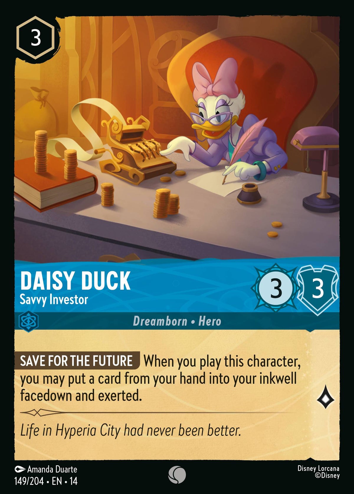 Daisy Duck - Savvy Investor - Common Lorcana Card