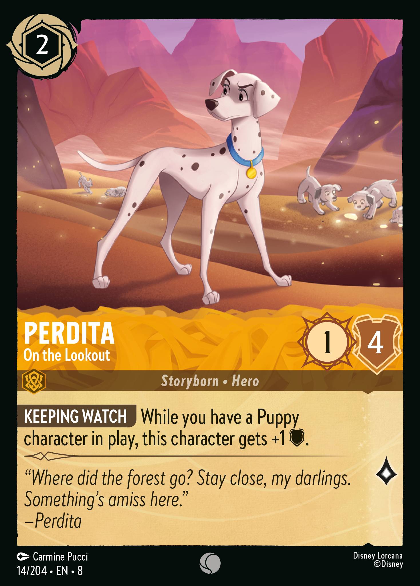 Perdita - On the Lookout - Common Lorcana Card