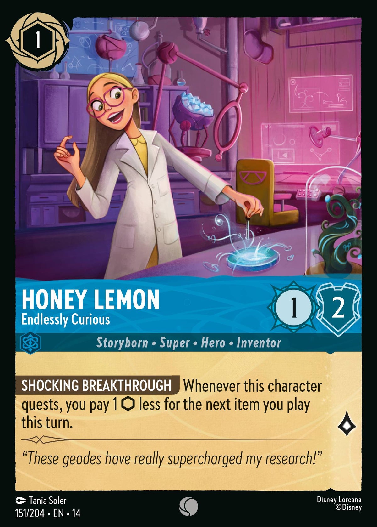 Honey Lemon - Endlessly Curious - Common Lorcana Card