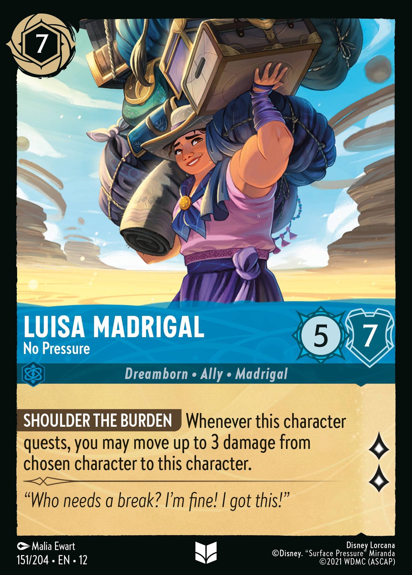 Luisa Madrigal - No Pressure - Uncommon Lorcana Card