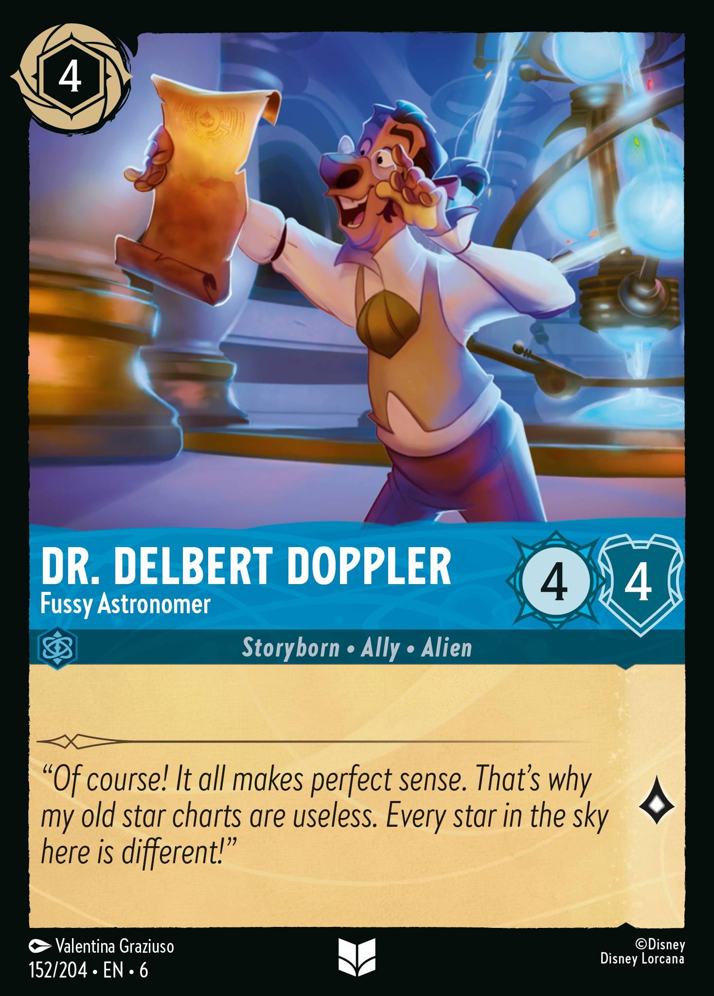 Dr. Delbert Doppler - Fussy Astronomer - Uncommon Lorcana Card