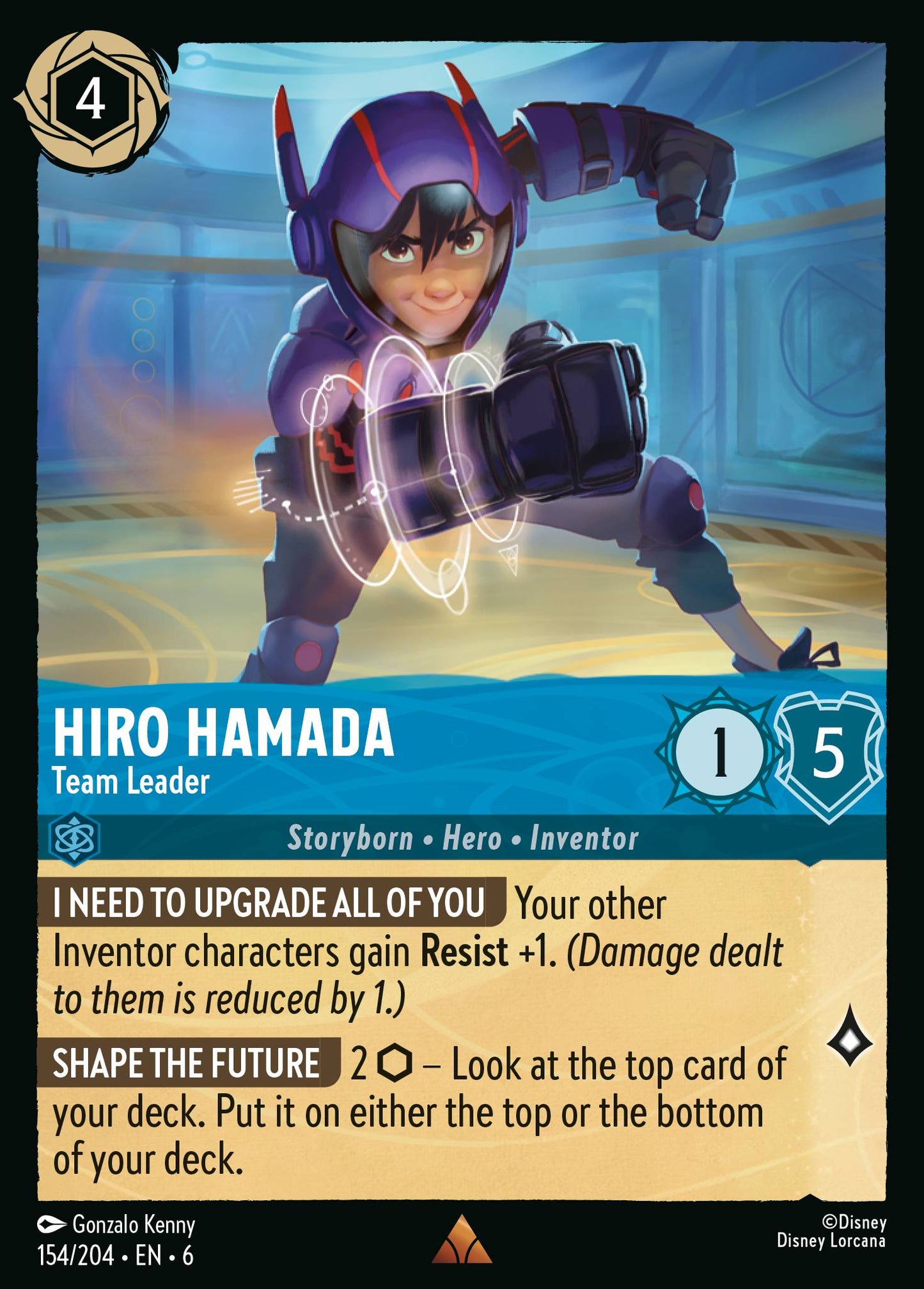 Hiro Hamada - Team Leader - Rare Lorcana Card