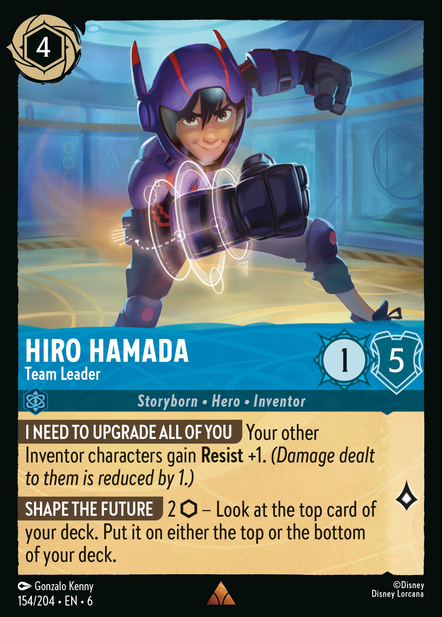 Hiro Hamada - Team Leader - Rare Lorcana Card