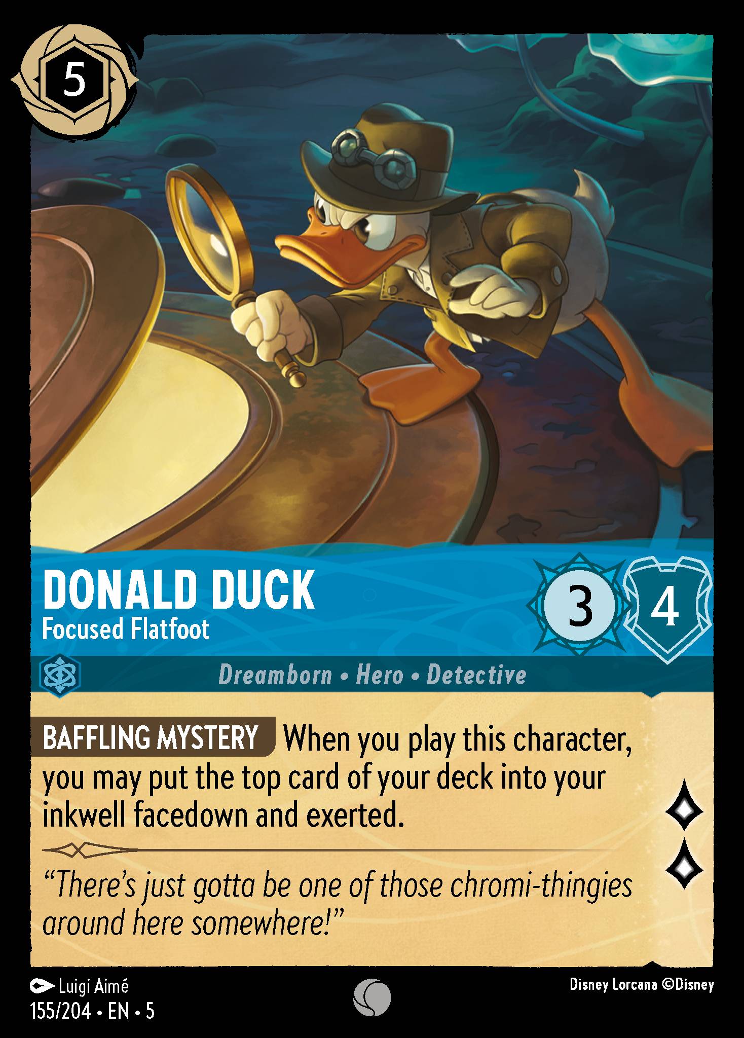 Donald Duck - Focused Flatfoot - Common Lorcana Card