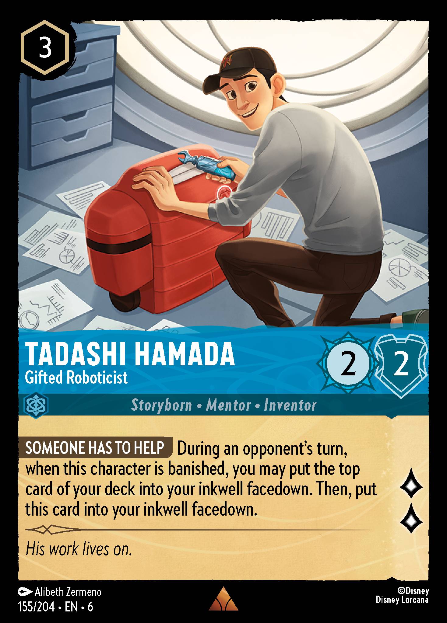 Tadashi Hamada - Gifted Roboticist - Rare Lorcana Card