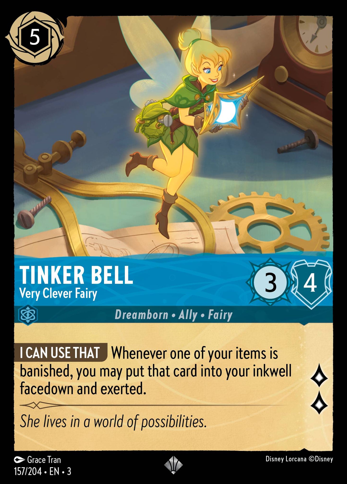 Tinker Bell - Very Clever Fairy - Super Rare Lorcana Card