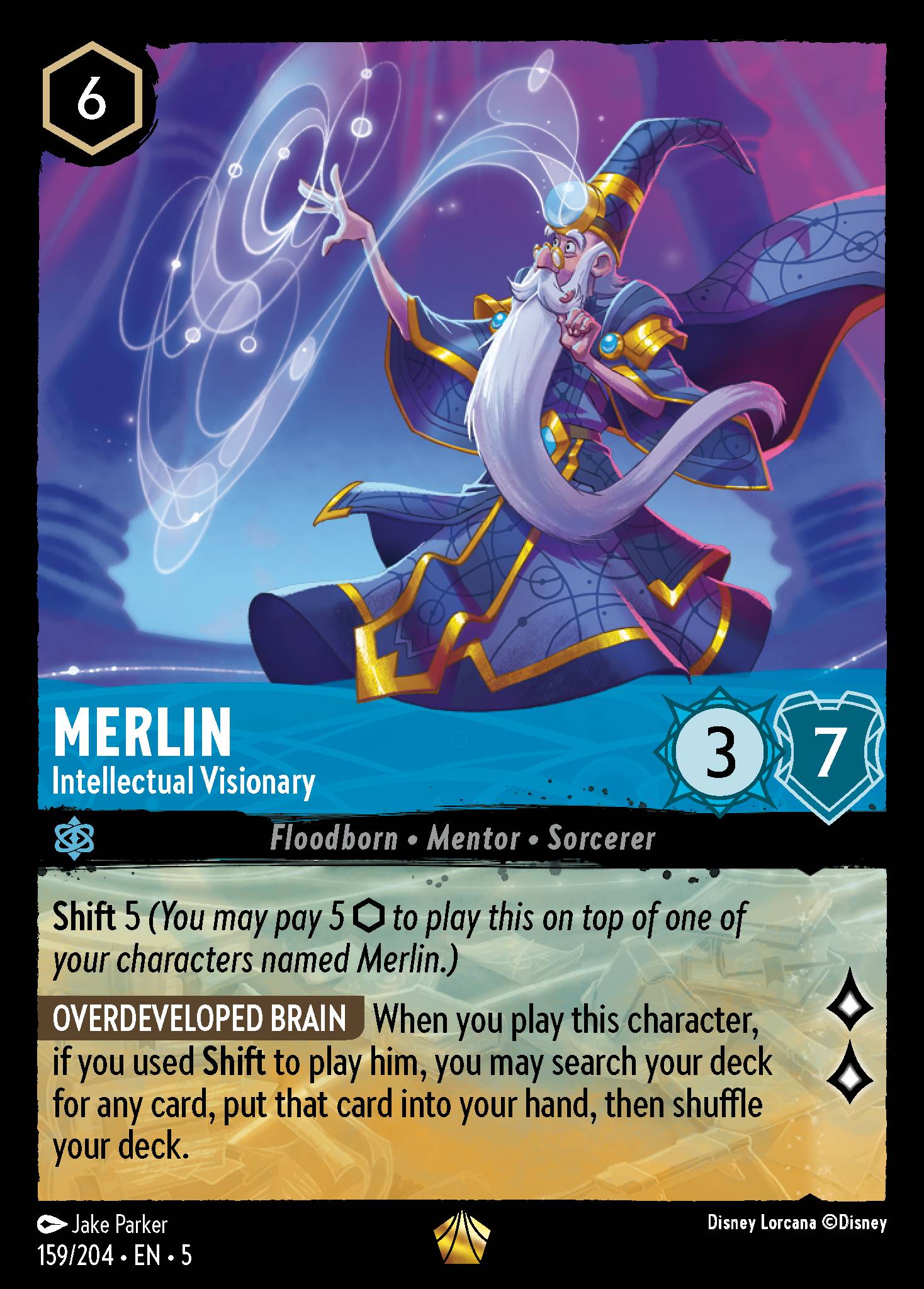 Merlin - Intellectual Visionary - Legendary Lorcana Card