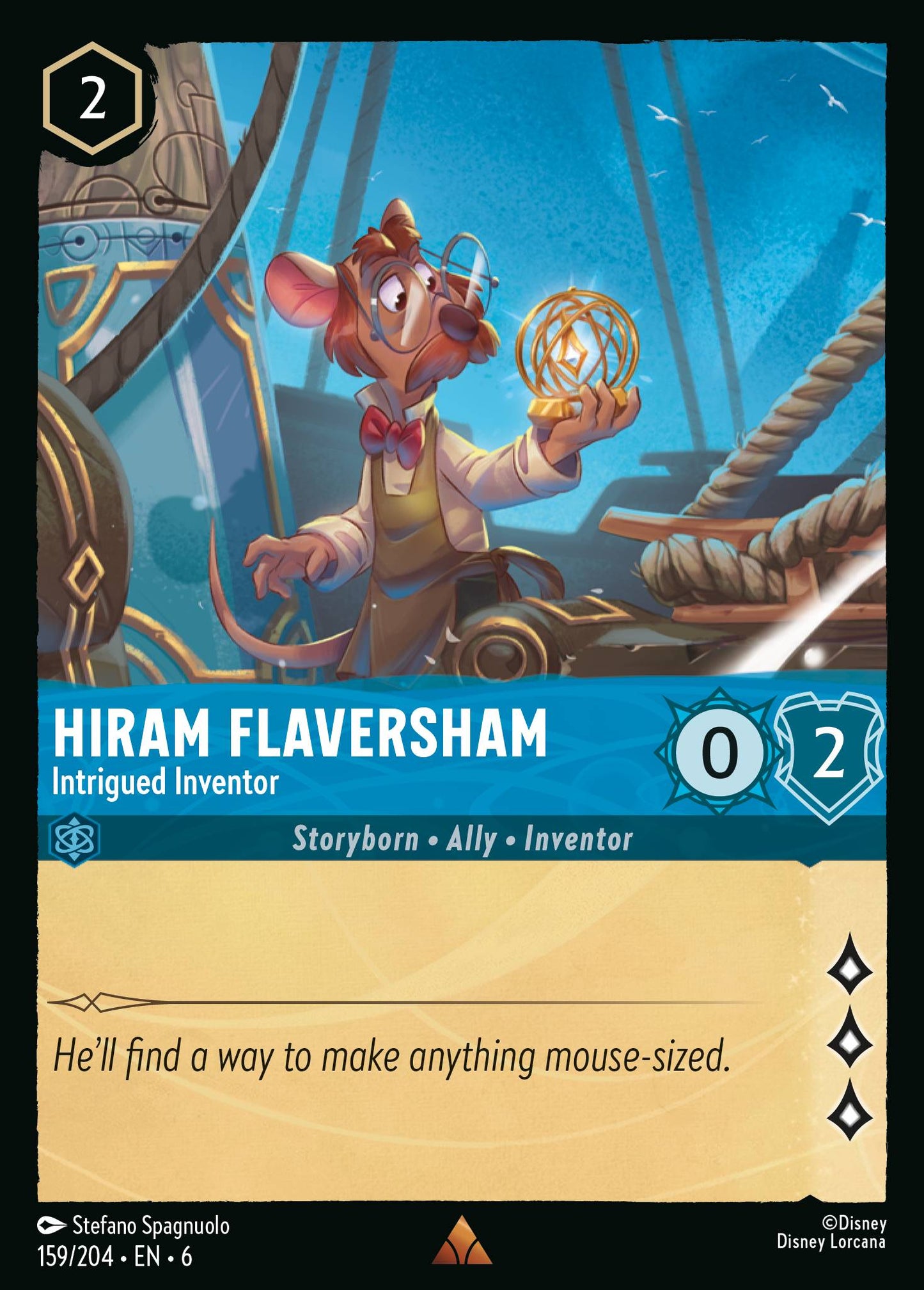Hiram Flaversham - Intrigued Inventor - Rare Lorcana Card