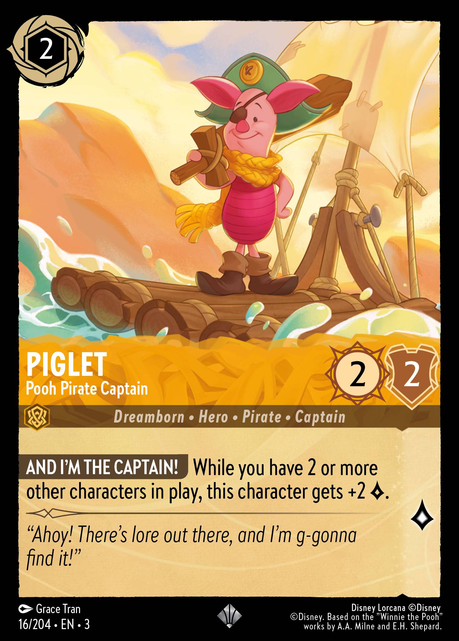 Piglet - Pooh Pirate Captain - Super Rare Lorcana Card