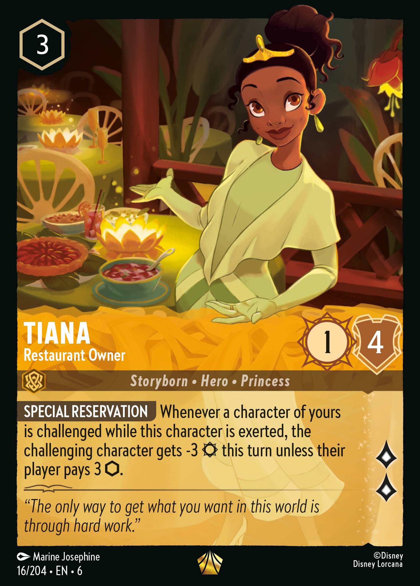 Tiana - Restaurant Owner - Legendary Lorcana Card