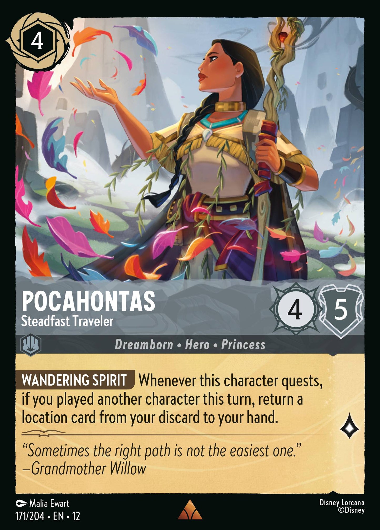 Pocahontas - Steadfast Traveler - Rare Lorcana Card