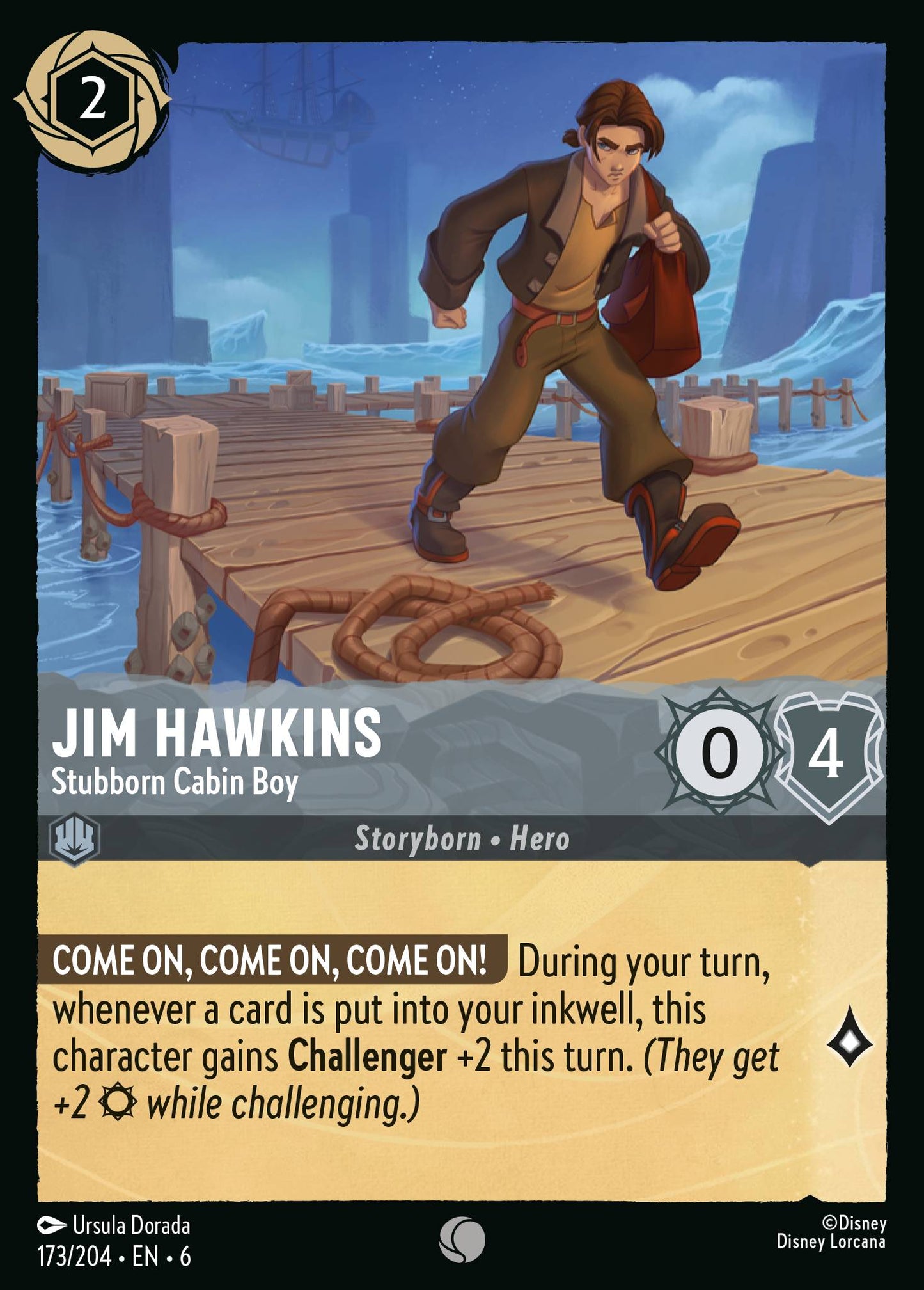 Jim Hawkins - Stubborn Cabin Boy - Common Lorcana Card