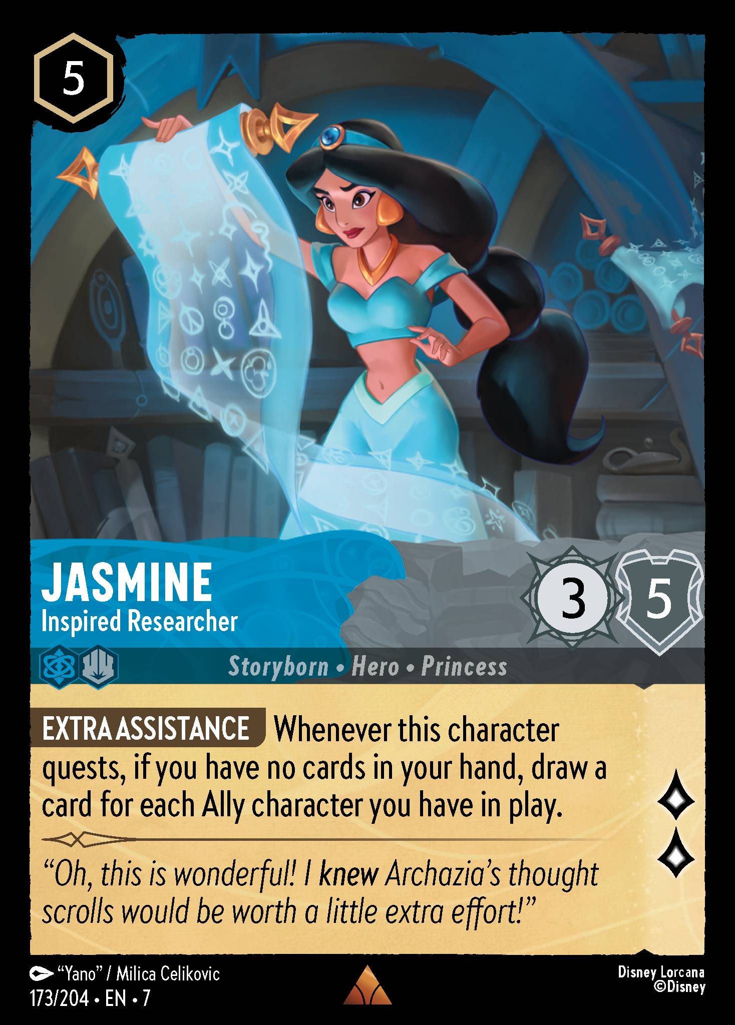 Jasmine - Inspired Researcher - Rare Lorcana Card