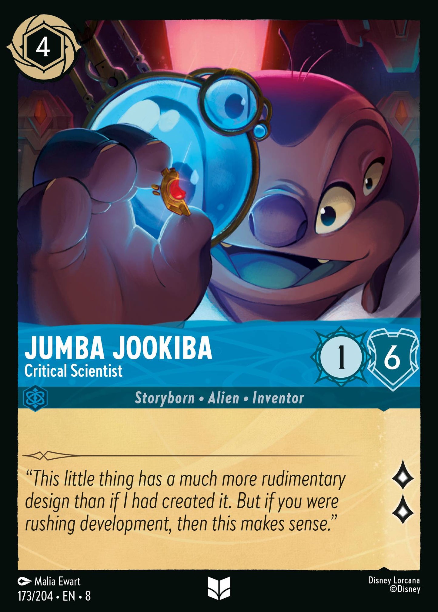 Jumba Jookiba - Critical Scientist - Uncommon Lorcana Card