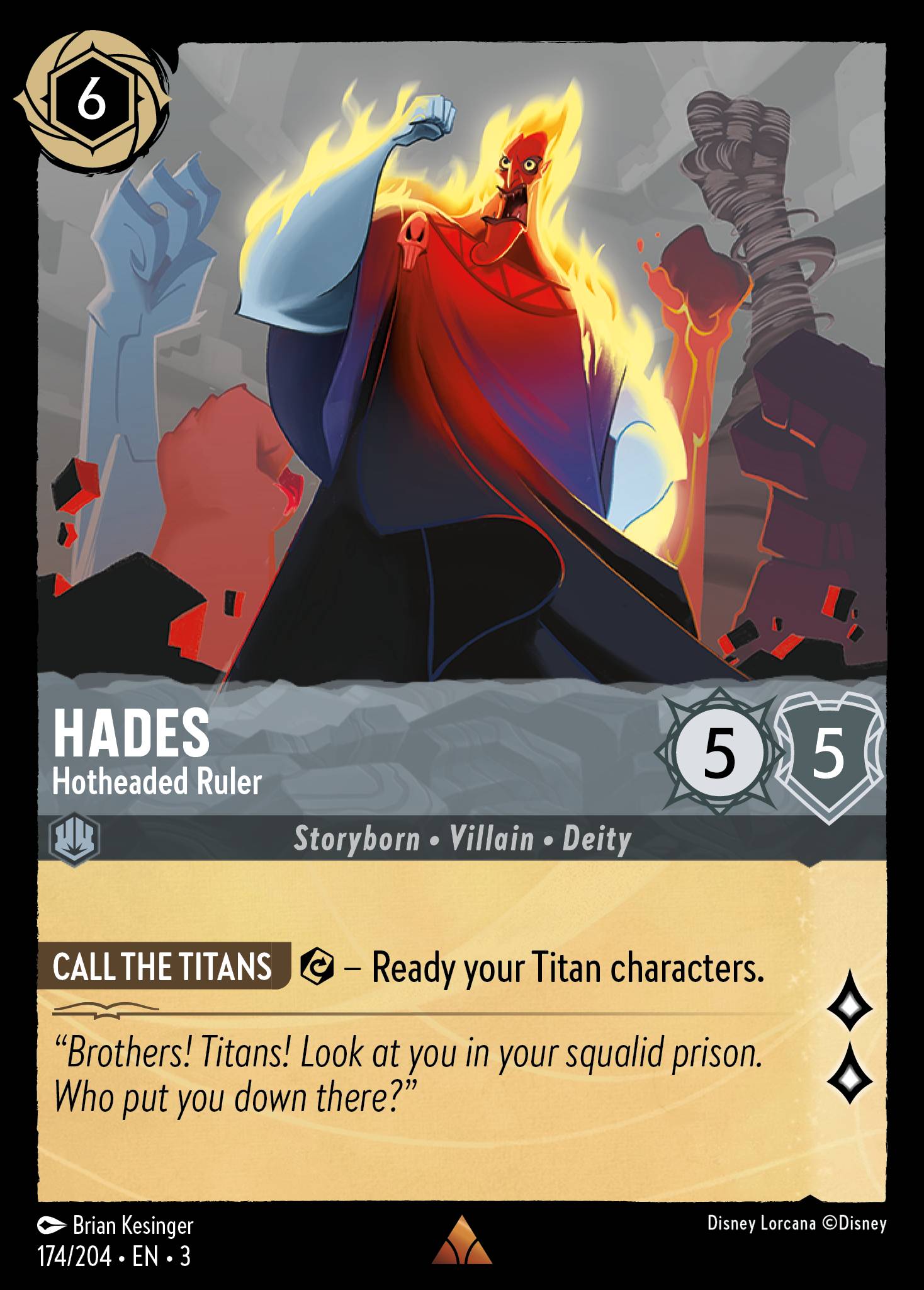 Hades - Hotheaded Ruler - Rare Lorcana Card