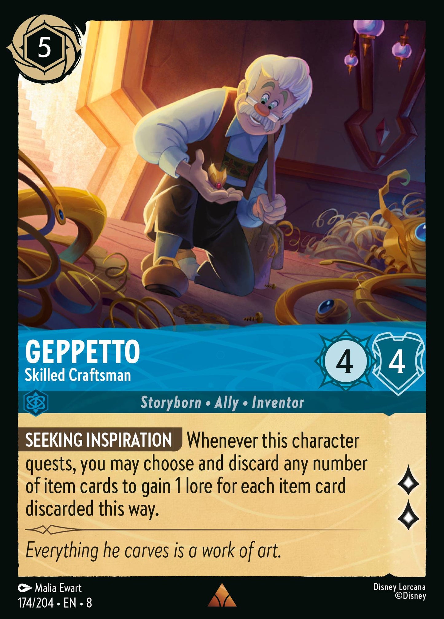 Geppetto - Skilled Craftsman - Rare Lorcana Card