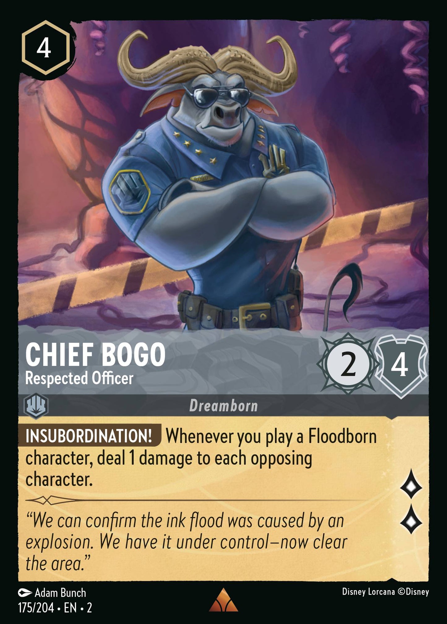 Chief Bogo - Respected Officer - Rare Lorcana Card