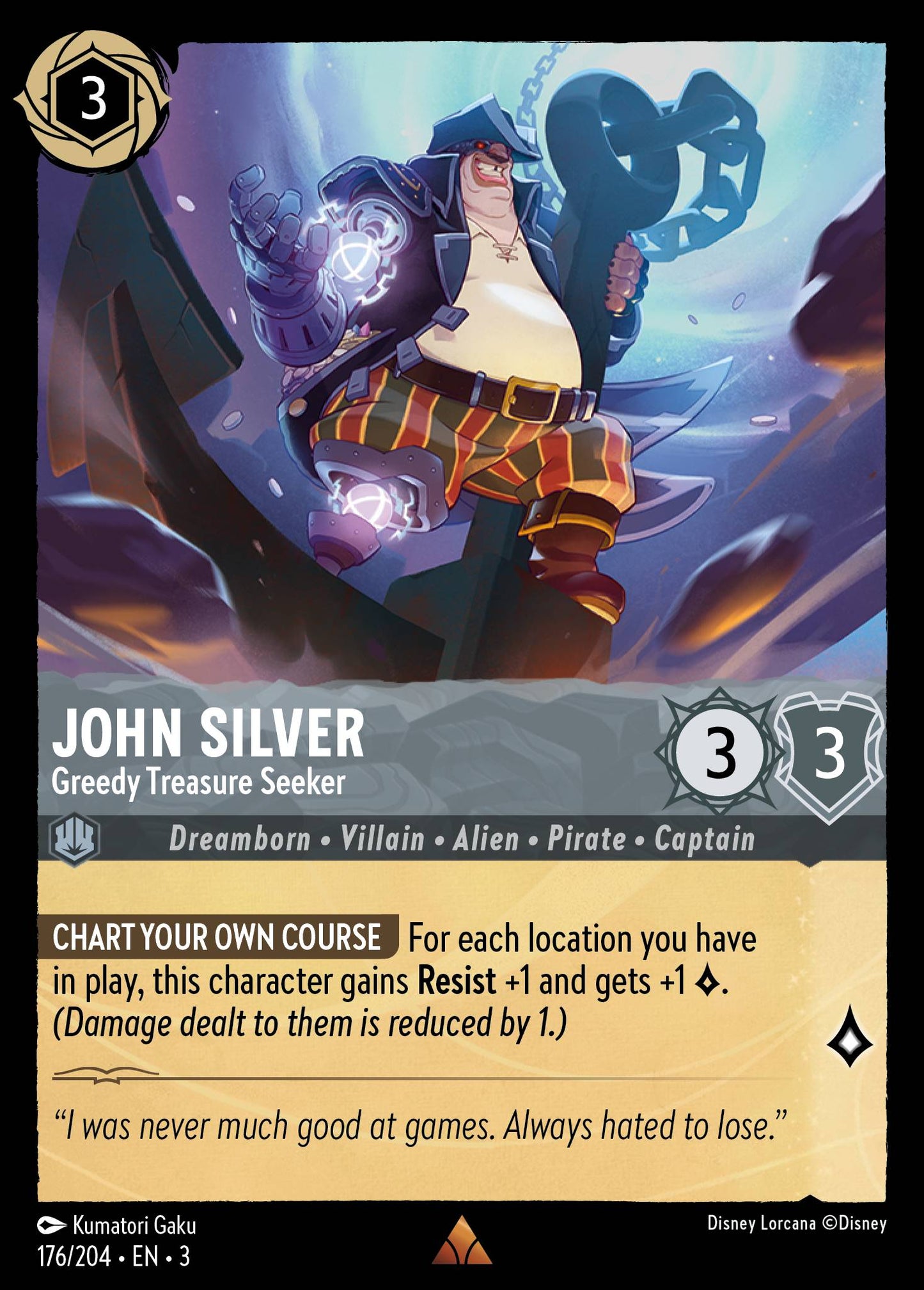 John Silver - Greedy Treasure Seeker - Rare Lorcana Card