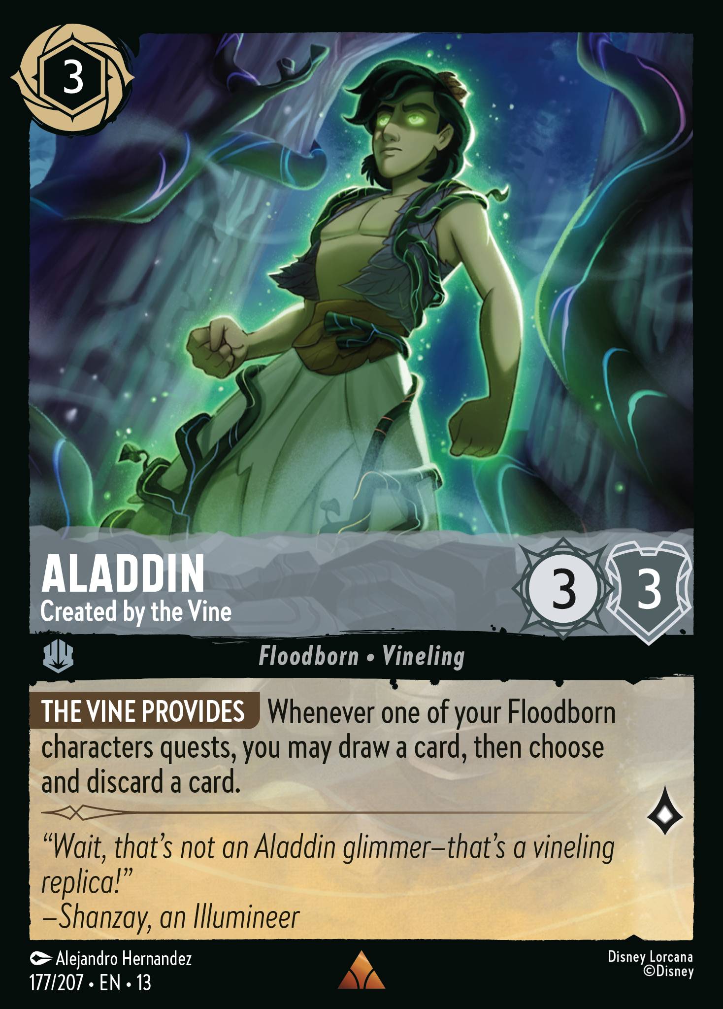 Aladdin - Created by the Vine - Rare Lorcana Card