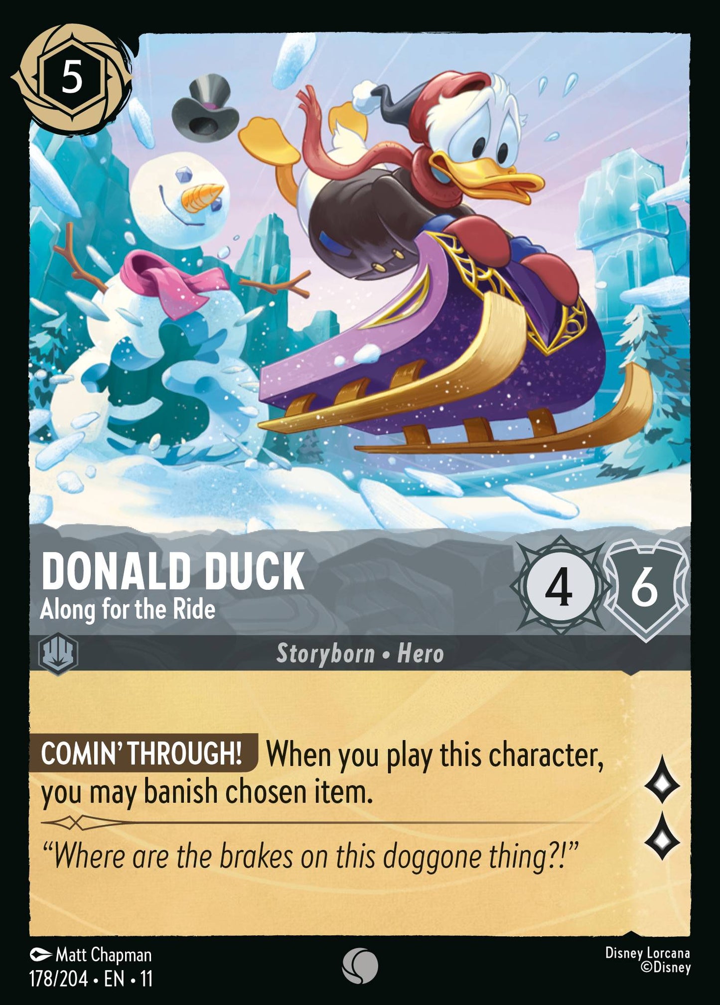 Donald Duck - Along for the Ride - Common Lorcana Card