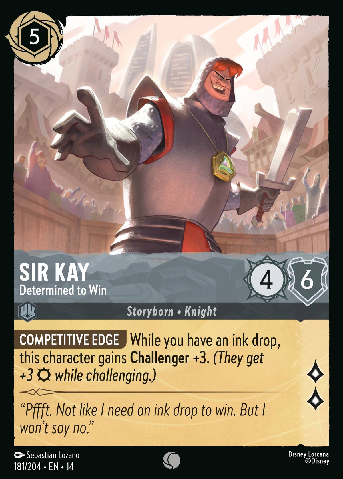 Sir Kay - Determined to Win - Common Lorcana Card