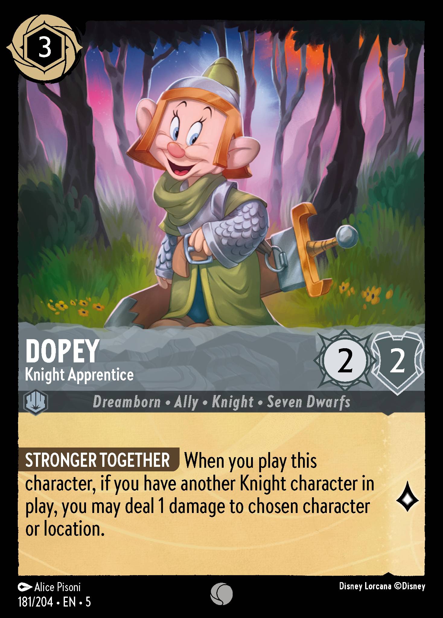 Dopey - Knight Apprentice - Common Lorcana Card
