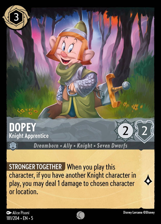 Dopey - Knight Apprentice - Common Lorcana Card