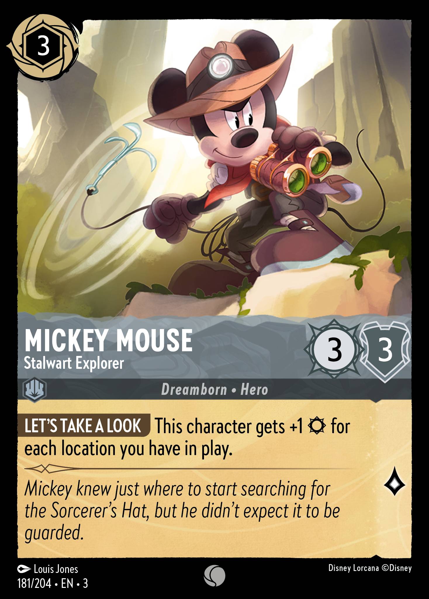 Mickey Mouse - Stalwart Explorer - Common Lorcana Card