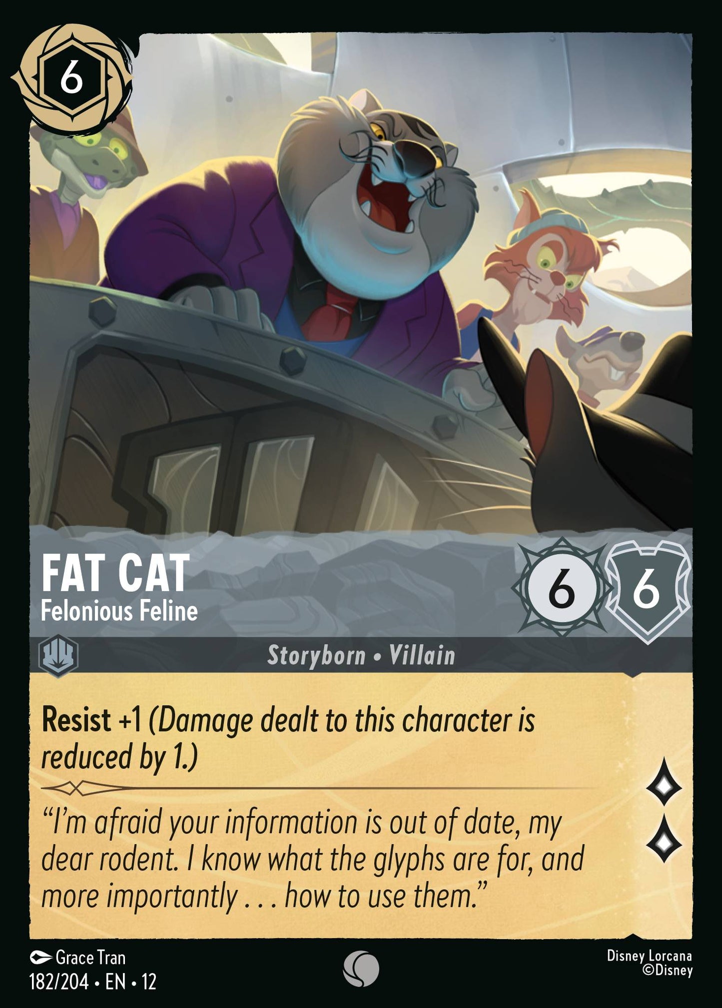 Fat Cat - Felonious Feline - Common Lorcana Card