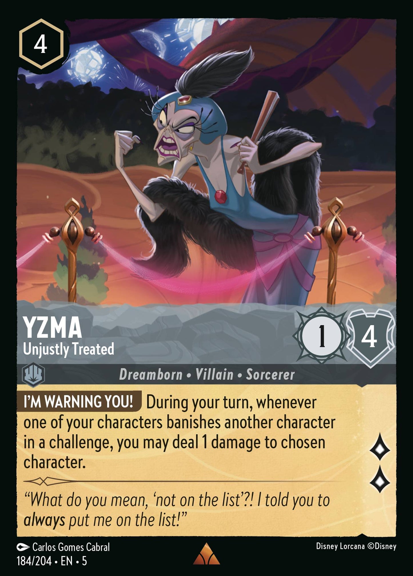 Yzma - Unjustly Treated - Rare Lorcana Card