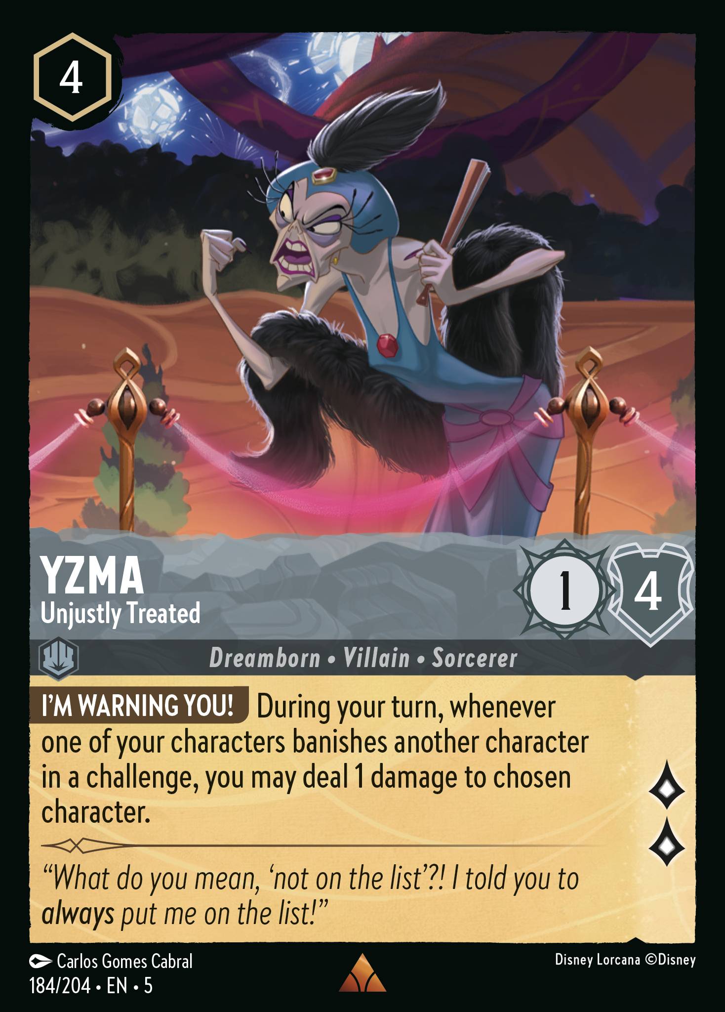 Yzma - Unjustly Treated - Rare Lorcana Card